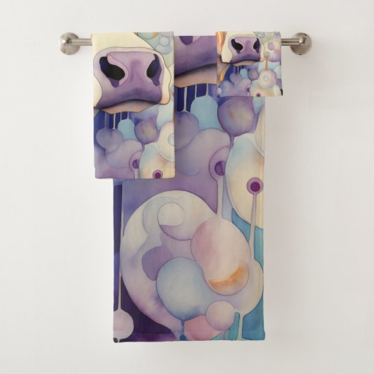 Waterverf Koe Bubble Soft Bad Handdoek (Insitu)