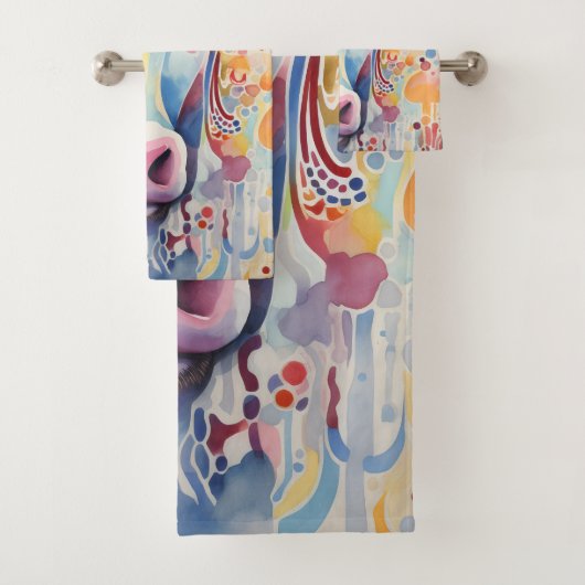 Waterverf Koe Bubble Soft Bad Handdoek (Insitu)