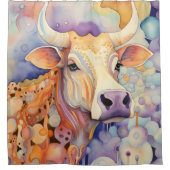 Waterverf Koe Bubble Soft Douchegordijn (Voorkant)