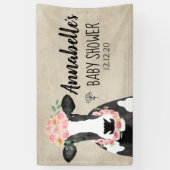 Waterverf Koe Floral Boerderij Baby shower Spandoek (Verticaal)