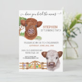 Waterverf Koe hoeren dierentuinen Kaart (Staand voorkant)