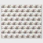 Waterverf Koe in bloemen Cadeaupapier (Vlak)