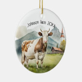 Waterverf Koe in Mountain Valley Keramisch Ornament (Rechts)