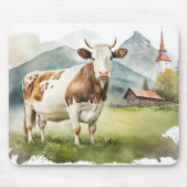 Waterverf Koe in Mountain Valley Muismat (Voorkant)