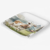 Waterverf Koe in Mountain Valley Papieren Bordje (Gebogen)