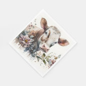 Waterverf Koe in wilde bloemen Servet (Hoek)