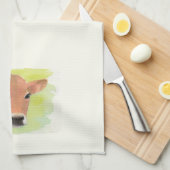 Waterverf Koe keukenhanddoek (Quarter Fold)