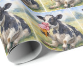 Waterverf Koe likken van een ijskegel Cadeaupapier (Rol Hoek)