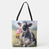 Waterverf Koe likken van een ijskegel Tote Bag (Voorkant)