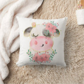 Waterverf Koe met Bloemen Worp Kussen (Deken)