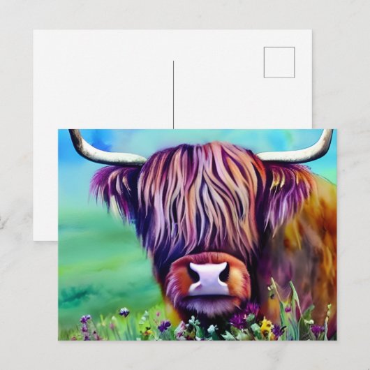 Waterverf Koe Natuur Briefkaart (Voorkant / Achterkant)