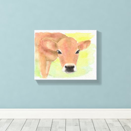 Waterverf Koe omgepakt Canvas (Insitu (Houten vloer))