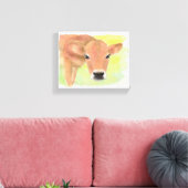 Waterverf Koe omgepakt Canvas (Insitu (Woonkamer))