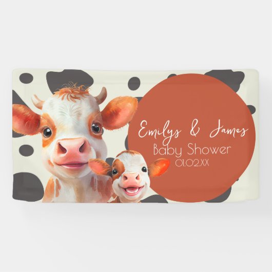 Waterverf Koe Print Pattern Baby shower Spandoek (Horizontaal)