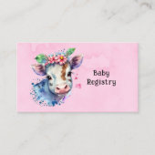 Waterverf Koe roze meisje Baby register Visitekaartje (Voorkant)