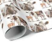 Waterverf Koeien en kalveren Cadeaupapier (Rol Hoek)
