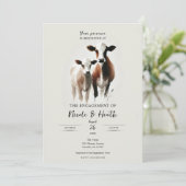 Waterverf Koeien Minimal Rustic Engagement Party Kaart (Staand voorkant)