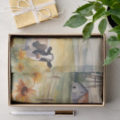 Waterverf koeien op het gebied van bloem Decoupage Tissuepapier (Geschenk)