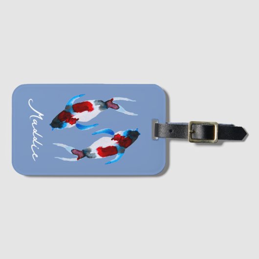 Waterverf koeienvis bagagelabel (Voorkant (horizontaal))