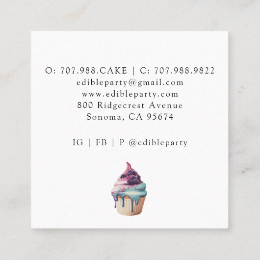 Waterverf koekjes en desserts gebak vierkante visitekaartje (Achterkant)