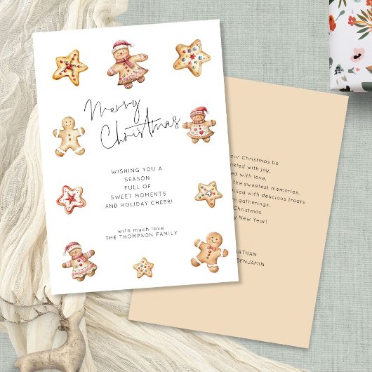 Waterverf koekjes peperkoek vrolijk kerstfeest feestdagenkaart