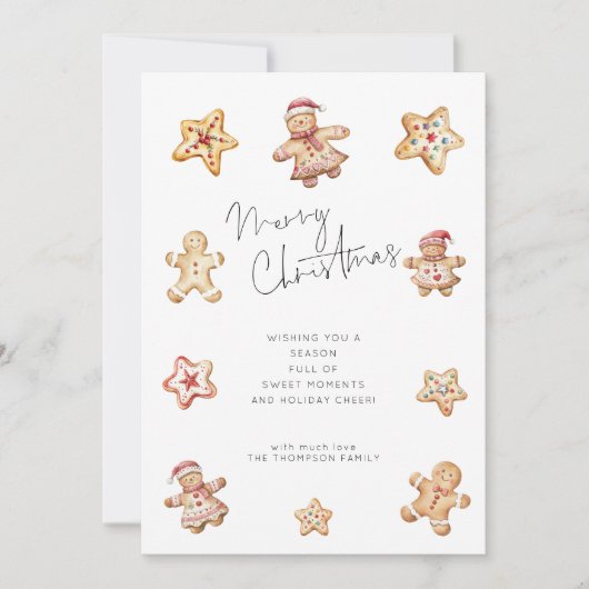 Waterverf koekjes peperkoek vrolijk kerstfeest feestdagenkaart (Voorkant)
