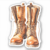 Waterverf koele Herfst laarzen Sticker (Voorkant)