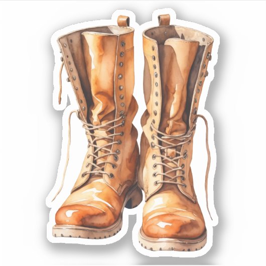 Waterverf koele Herfst laarzen Sticker (Voorkant)