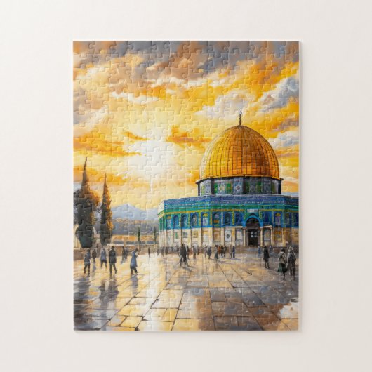 Waterverf koepel van Rock Aqsa Moskee Jeruzalem Legpuzzel (Verticaal)