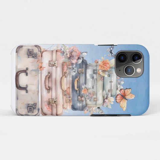 waterverf koffer stack floral Case-Mate iPhone case (Achterkant (horizontaal))