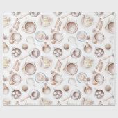 Waterverf koffie, cacao en cacao cadeaupapier (Vlak)