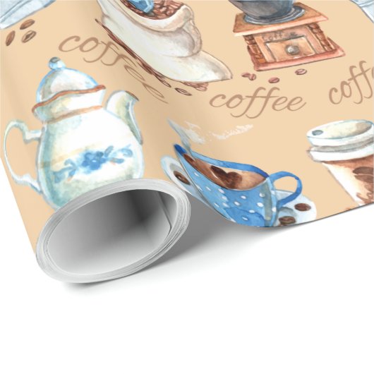 Waterverf Koffie Cadeaupapier (Rol Hoek)