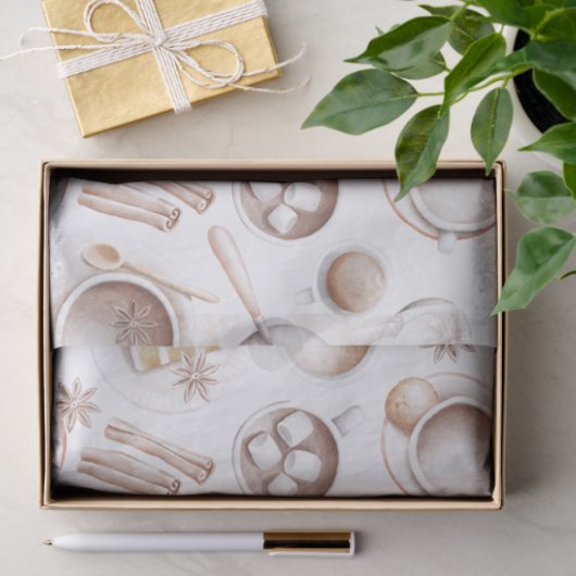 Waterverf Koffie, Cak en Cacao-decoupage Tissuepapier (Geschenk)