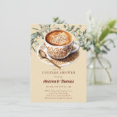 Waterverf Koffie | Couple's Shower Uitnodiging (Staand voorkant)