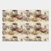 Waterverf koffie en boeken inpakpapier vel (Voorkant 3)