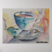 Waterverf koffie-mok en saucer-Poster Poster (Voorkant)