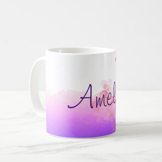 Waterverf koffie mok lavendel bloemen (Voorkant links)