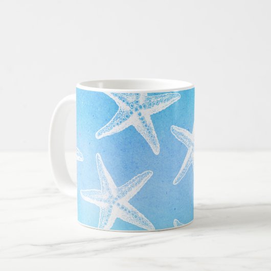 Waterverf Koffie-Mok - Starfish Turquoise Koffiemok (Voorkant links)