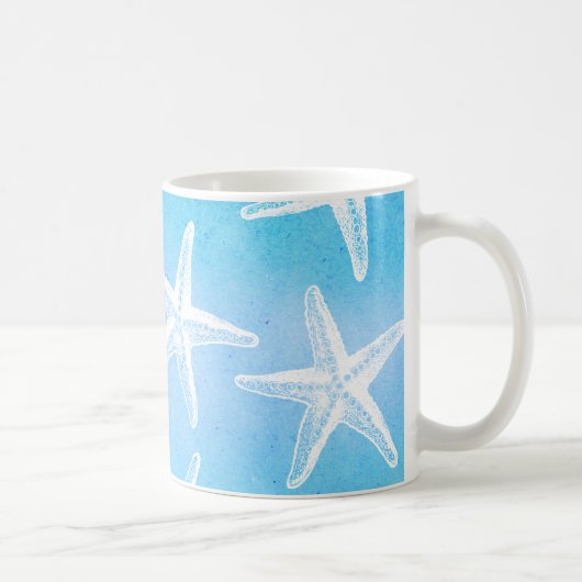Waterverf Koffie-Mok - Starfish Turquoise Koffiemok (Rechts)