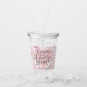 Waterverf-koffie-mok voor leerkrachten acryl drinkbeker