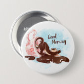 Waterverf koffie ronde button 7,6 cm (Voorkant /achterkant)