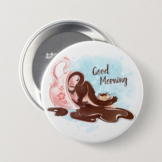 Waterverf koffie ronde button 7,6 cm (Voorkant /achterkant)