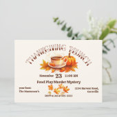 Waterverf Koffie Thanksgiving Brunch Kaart (Staand voorkant)