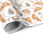 Waterverf Koffiebakkerij Patroon met Merk Logo Cadeaupapier (Rol Hoek)