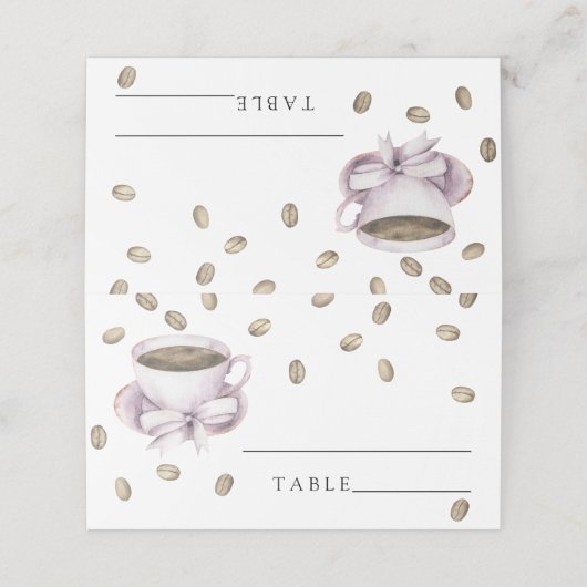 Waterverf koffiebeker boog - trouwplaatskaarten plaatskaartje (Buitenkant ongevouwen)