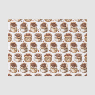Waterverf koffiebonen in een zakpatroon Decoupage Tissuepapier
