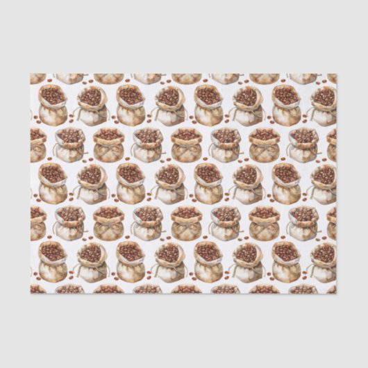 Waterverf koffiebonen in een zakpatroon Decoupage Tissuepapier (Voorkant)