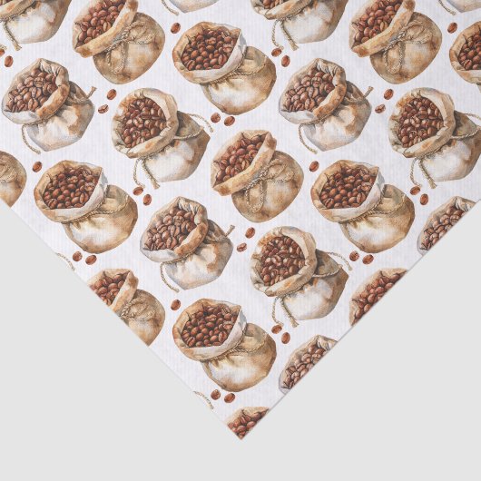 Waterverf koffiebonen in een zakpatroon Decoupage Tissuepapier (Detail)