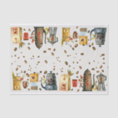 Waterverf  koffiebranderpot mok bonen tissuepapier (Voorkant)