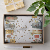 Waterverf  koffiebranderpot mok bonen tissuepapier (Geschenk)